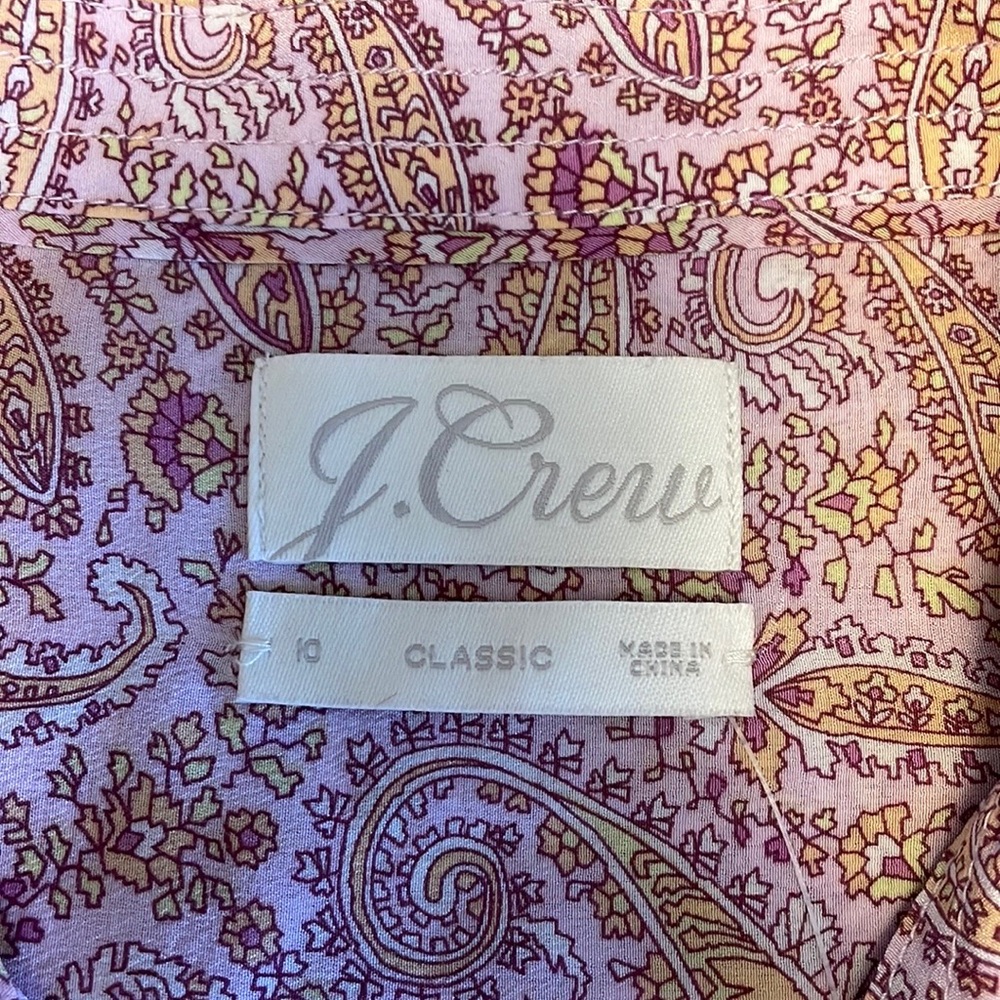 Like New! JCREW Pink Paisley Print Silk Button up Blouse. BNWT.